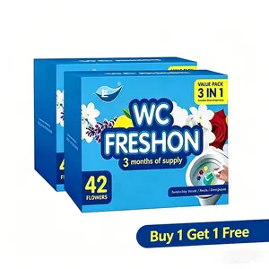 【Buy 1 Get 1 Free】Automatic Toilet Gel Stamp Cleaner 42 Flowers Toilet Bowl Cleaner Gel Stamps Deodorizer Freshener Long Lasting Scented Toilet Cleaning Gel 3 Tubes Bathroom Cleaning Supplies