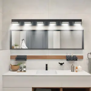Modern Black LED Vanity Light, 6-Lights Wall Sconce for Bathroom and Mior, Sleek Minimalist Design, Energy-Efficient, Easy to Install