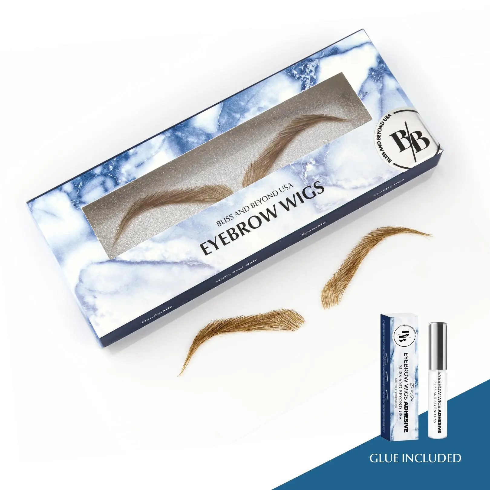 Real Hair Eyebrow Wigs - Hollywood Style, Blonde Color