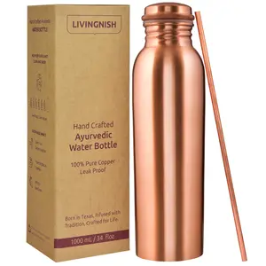 Classic 100% Pure Copper Water Bottle- 34 OZ Drinkware Cup