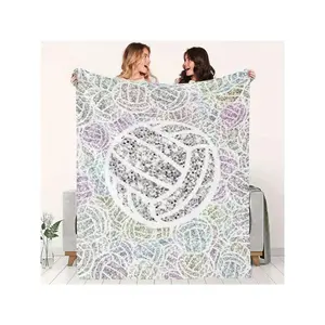 Soft Plush Pastel Volleyball Pattern Throw Blanket