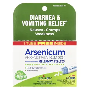 Boiron Arsenicum, Diarrhea & Vomiting Relief, Meltaway Pellets, 30C, 3 Tubes, 80 Pellets Each