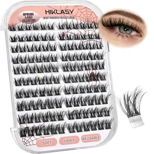 Wispy Self Adhesive Lash Clusters Natural Fluffy Eyelash Clusters C Curl Cluster Pre Glued Eyelash Extensions Short 10-14mm Individual Lashes Spider Lash Extensions By Hiklasy