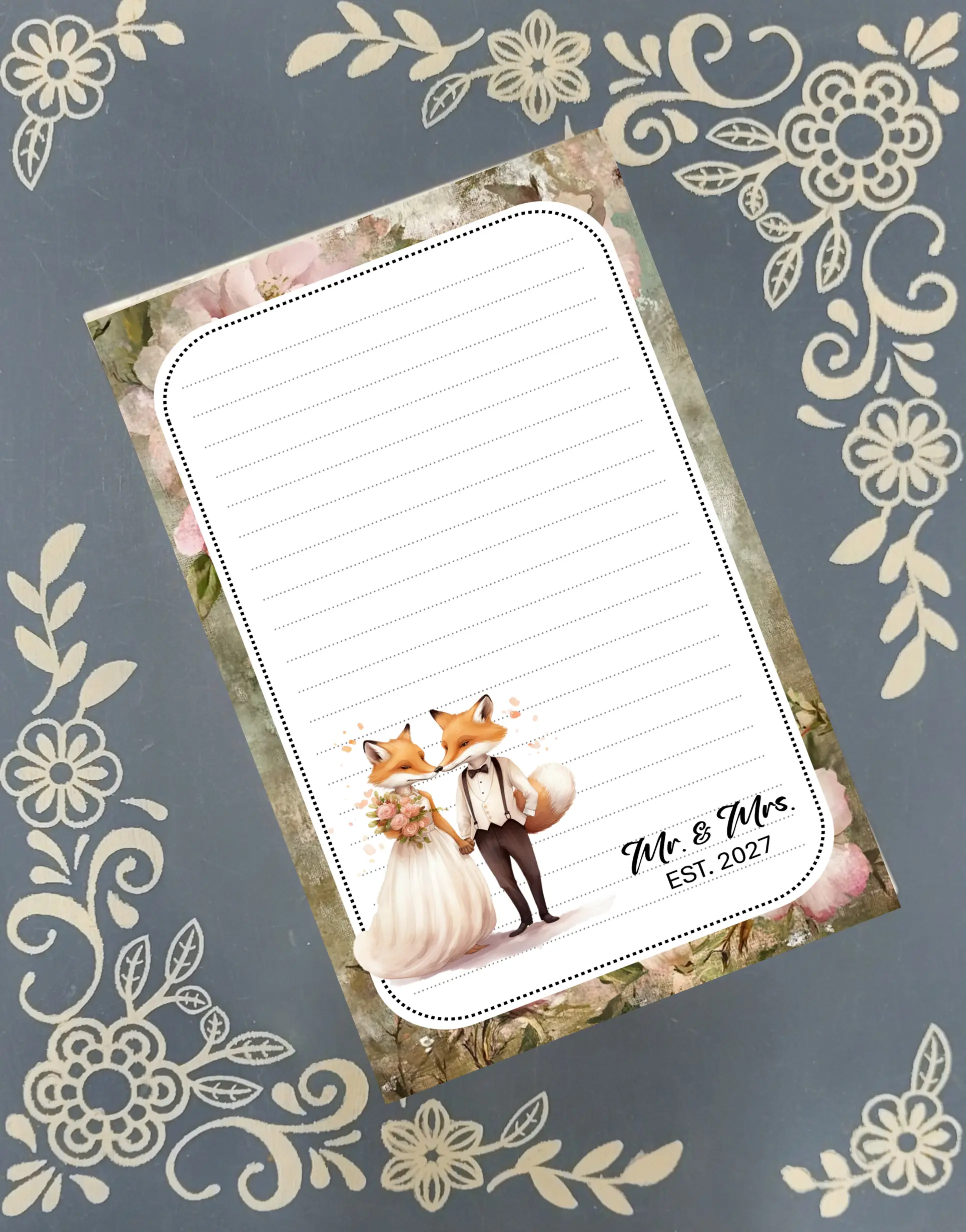 Personalized Wedding Foxes Notepad Stationery