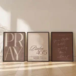 set of 3 bedroom art neutral religious decor, jesus word wall art minimalist christian decor, bible verse scripture wall art girl room decor