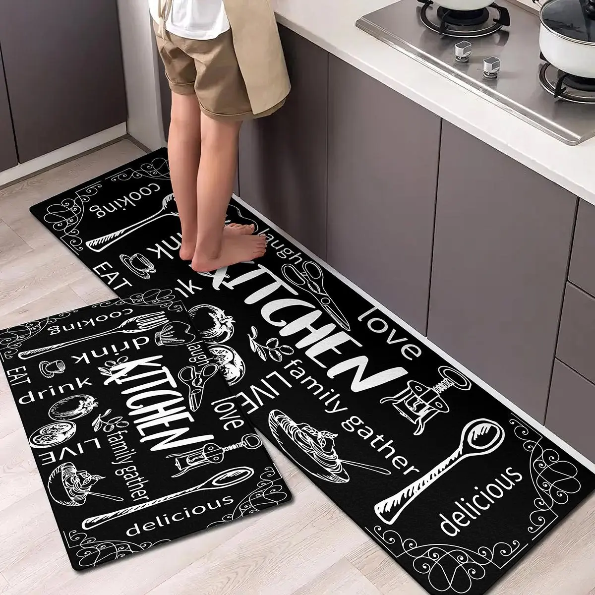 1pc Printed Kitchen Mat Bedroom Entrance Door Mat Home Hallway Floor Decor Living Room Rug Bathroom Mat Aesthetic Room Decor