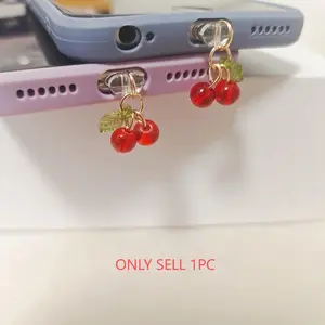 Cute Cherry Design Phone Dust Plug, Creative Phone Charging Port Decorative Plug, Cell Phone Charm, Phone Accessories for iPhone & Android Phone