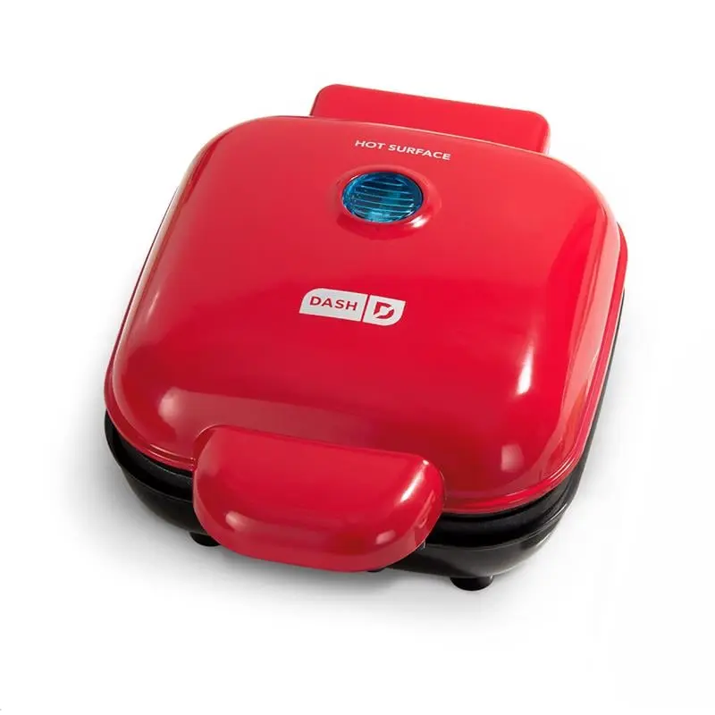 Dash 6087025 Small Compact Corded Red Plastic Body Nonstick Surface Sandwich Maker with Standard Plug