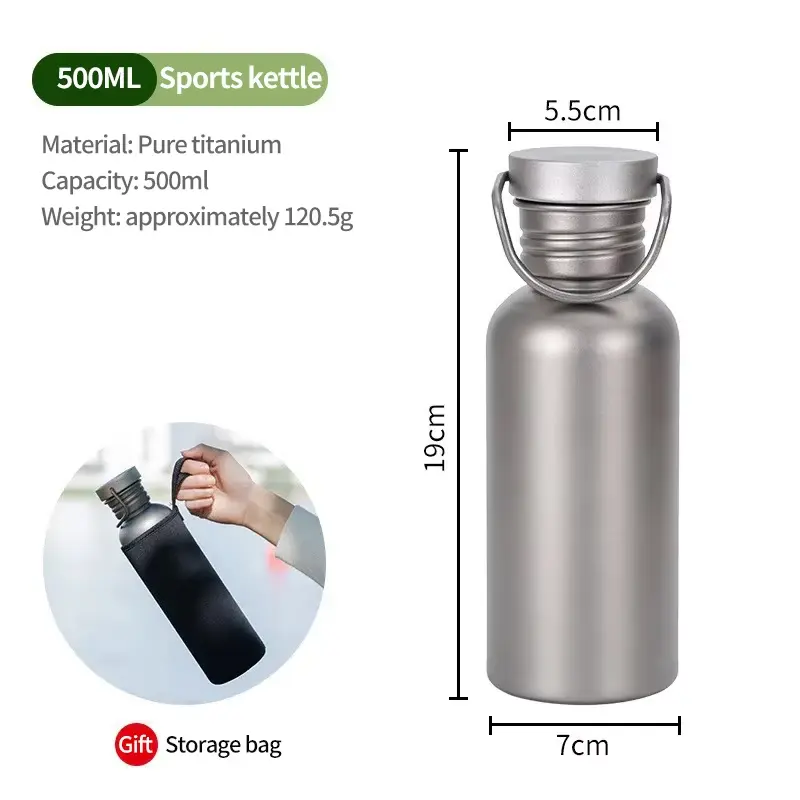 600Ml 750Ml Titanium Water Bottle Outdoor Camping Supplies Tourism Sports Cycling Hiking Camping Water Bottle Does not apply