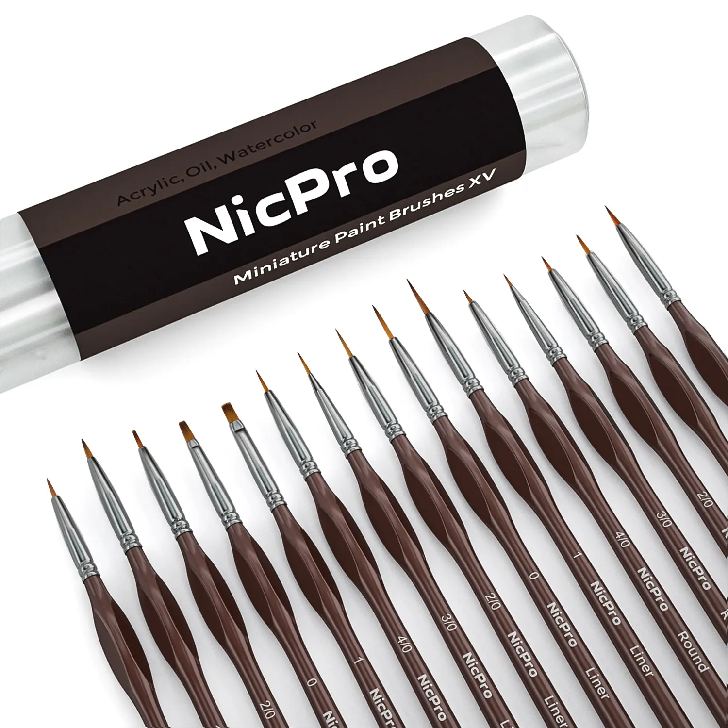 Nicpro Micro Detail Paint Brush Set, 15 Small Professional Artist Miniature Fine Detail Brushes for Art Watercolor Oil Acrylic, Craft Models Rock Painting Citadel & Paint by Number, Come with Holder