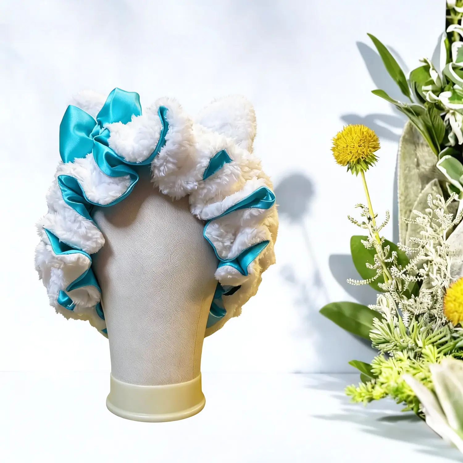 Luxury Kitty Teddy Bonnet -Adjustable, Comfortable Stylish,Daily Hair Care and Protection with SatinLining & Cute Ears,No Frizz All ComfortStylish Curl Protection for Daily Hair Care Durable Halloween hair bonnet