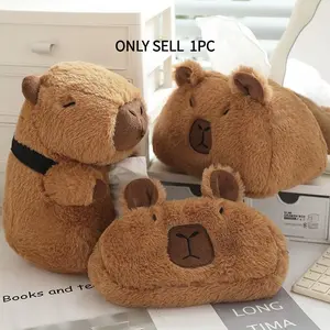 🐹 Cute Capybara Plush Pencil Case | Durable Canvas Zipper Pouch ✏️ School/Office Supplies Organizer, Dust & Stain Resistant 🎒 Large-Capacity Multi-Function Stationery Bag 🎁 Top Christmas Gift for Students, TikTok Shop US
