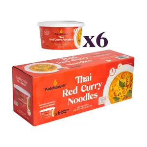 Red Curry Noodles - Pack of 6 | Bold, Savory & Mildly Spicy Flavorful Meal Kit – Quick Heat & Serve Food – Ready-to-Eat Instant Spicy Snack - 9.88 oz Each