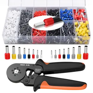 1200Pcs Wire Ferrules Compartmentalized Tool Kit with HSC8 6-4 Square Ratcheting Ferrule Crimping Tool, Professional Insulated Wire Connectors, Copper Terminals for Home Wiring, Industrial Projects, Compartmentalized Tool Kits