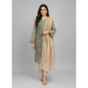 3Pc Embroidered Cotton suit Pakistani Party Wear