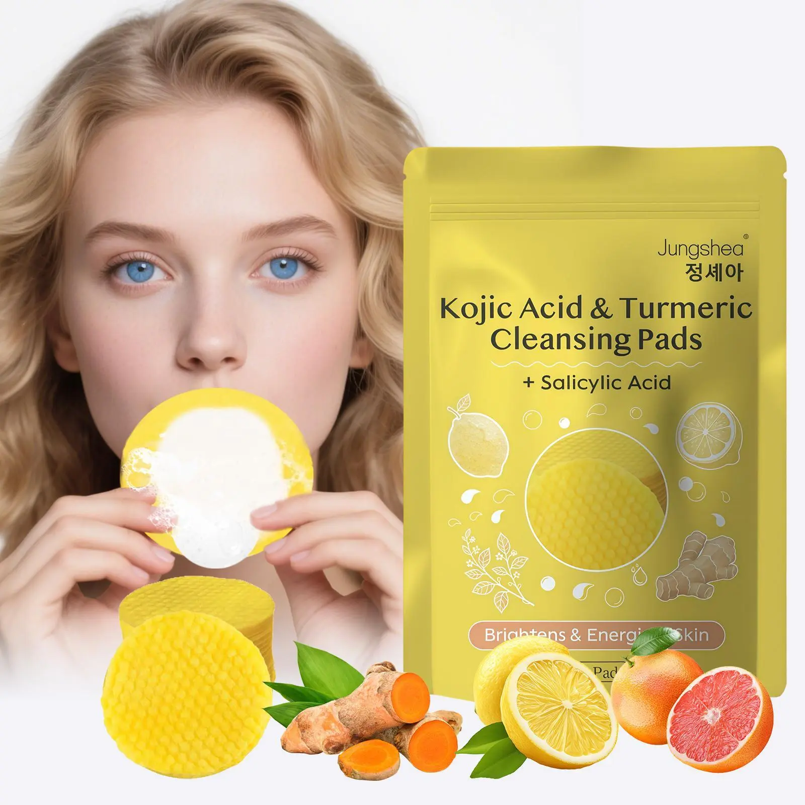 Kojic Acid Turmeric Cleansing Pads - Dark Spot Corrector, Gentle Exfoliating Pore Refiner Face Scrubs & Peels, Salicylic Acid for Oily Glowing Skin, 60ct Multi-Pack (summerwins|restock|dealsforyoudays), Radiant