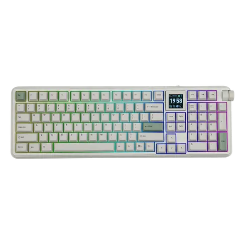 EPOMAKER RT100 PRO Tri-Mode Mechanical Keyboard, 1.54” Hot-Swap Screen, Knob, Retro PBT Keycap, Mac Keys, Thocky Gasket, Custom Driver, RGB, BT/2.4G Wireless Gaming Keyboard dealsforyoudays