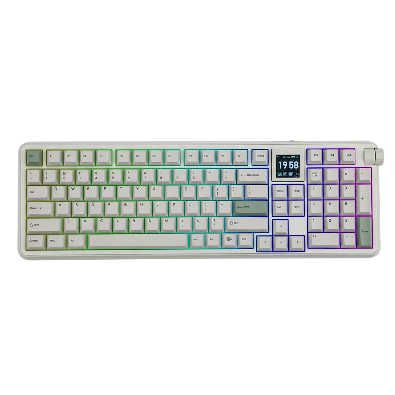 EPOMAKER RT100 PRO Tri-Mode Mechanical Keyboard, 1.54” Hot-Swap Screen, Knob, Retro PBT Keycap, Mac Keys, Thocky Gasket, Custom Driver, RGB, BT/2.4G Wireless Gaming Keyboard dealsforyoudays