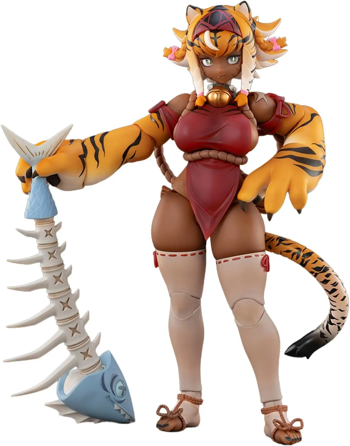 1/12 Scale Plastic Modern Snail Shell Mecha Girl Model Kit - Tiger Girl Garu Jointed Action Figure, Fishbone Knife, Flexible Tail, Moveable Eye, Anime Fan Gift, Desk Decor Articulated Figurines Poseable Collectible