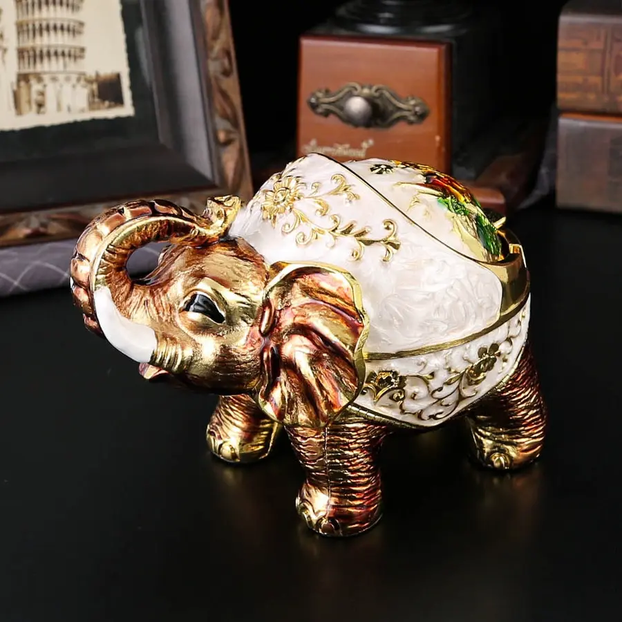 Colorful Elephant Ashtray with Flip Lid, Cute Animal Design, Small and Adorable, Perfect for Bedroom, Living Room, Study, Coffee Table, Home Decor, Home Decor Ornament, Home Decor Accessory, Decorative Piece
