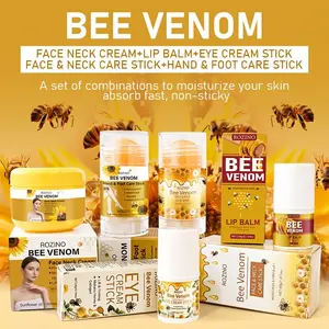 ROZINO Bee Venom Luxury Skincare Gift Set – Premium Anti-Aging Collection w/ Face Cream, Eye Cream, Lip Balm & Hand-Foot Stick| Infused with Wild Yam & Hyaluronic Acid| Elegant Packaging, Perfect Birthday/Anniversary Gift for Her