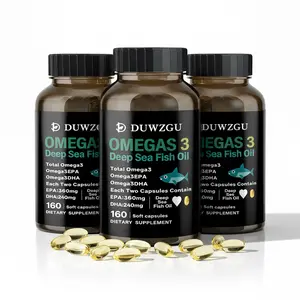 DUWZGU Omega 3 Alaska Deep Sea Fish Oil 2000mg 160 Softgels with EPA 360mg & DHA 240mg for Heart Health Essential Fatty Acids Support edible