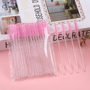 50pcs Crystal Handle Eyelash Brow Brush Comb, Non-Waterproof No Ammonia Odor, Convenient Mascara Application, Multi-Functional Lashes & Brows Tool, Eyelash Tools