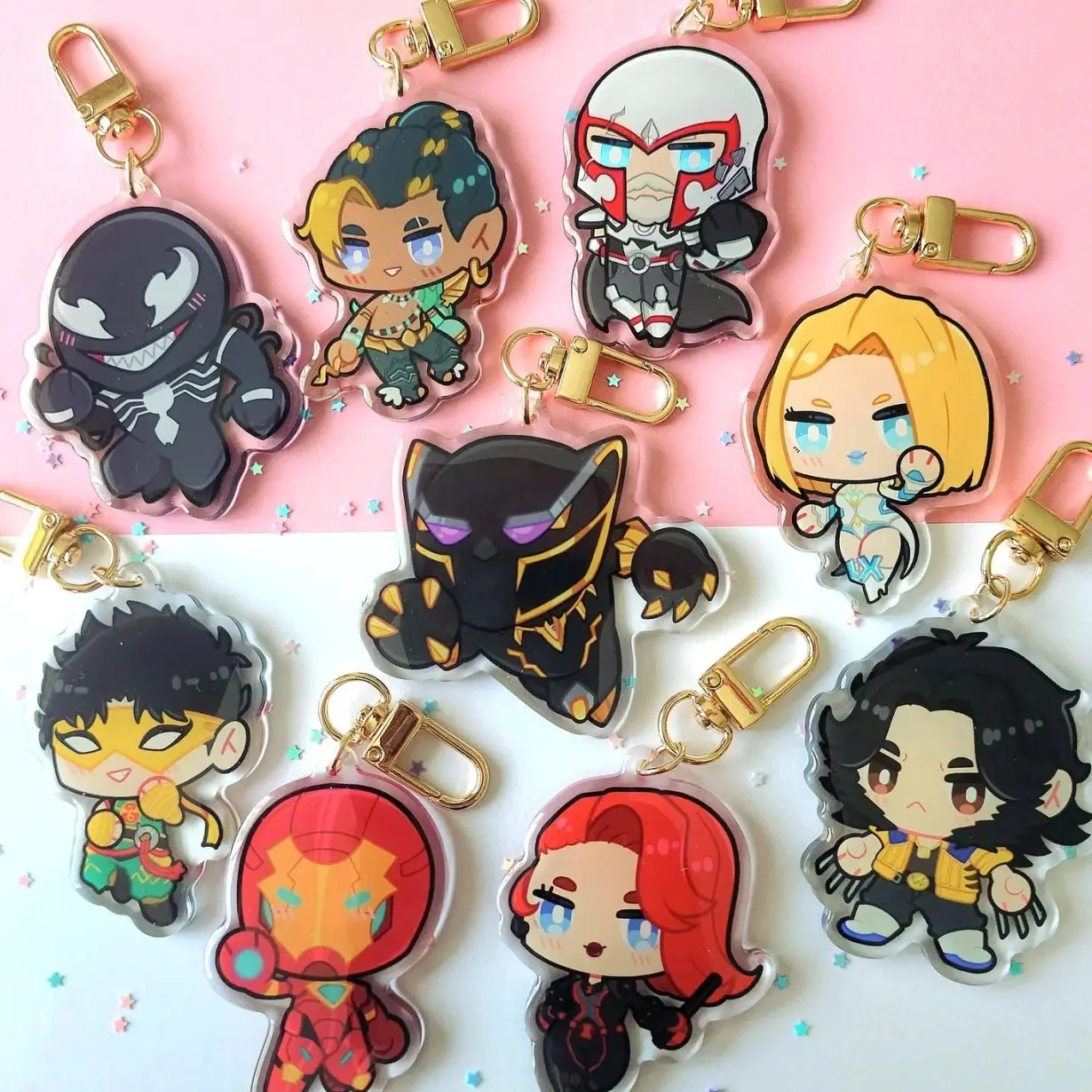 2.5 Inch Double Sided Rivals Epoxy Keychains - Wolverine/Emma Frost/Magneto/Venom/Ironman/Iron Fist + more!