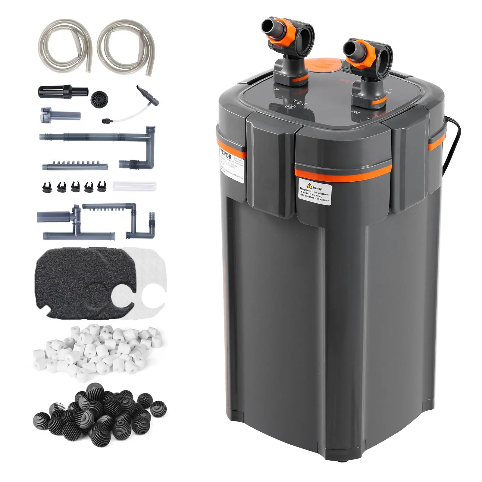 【summerfinds】VEVOR Aquarium Filter 264GPH, 3-Stage Canister Filter 75 Gallon, Ultra-Quiet Internal Aquarium Filter with UV Protection, Submersible Power Filter with Multiple Function for Fish Tanks, 11W