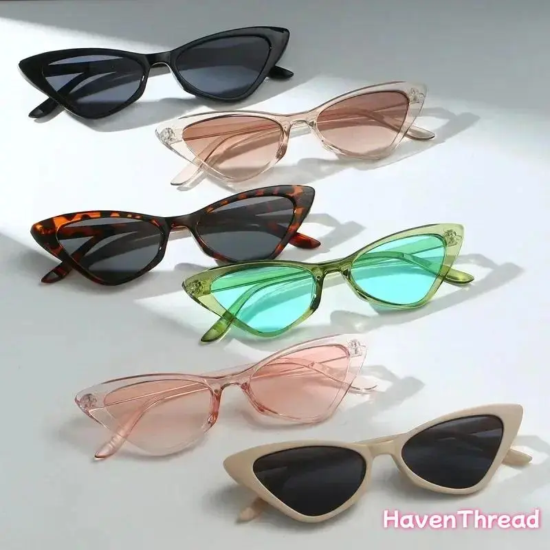 HavenThread Unisex UV400 Sun Protective Sunglasses - 6-Pack Retro Look Geometric Frame Small Glasses, Ultra-Lightweight Colorful Sunglasses Small Face for Outdoor Cycling, Geometric Frame Sunglasses