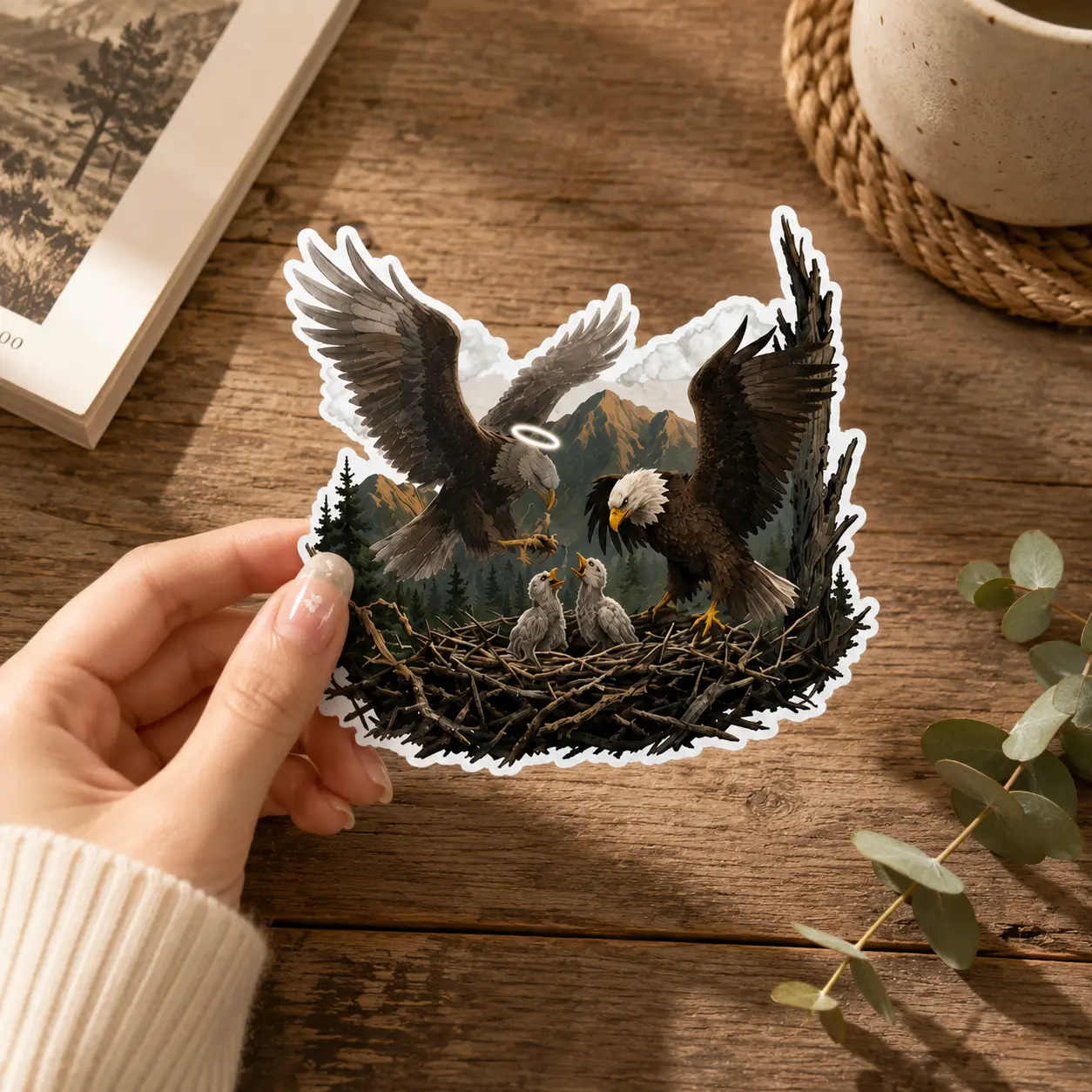 Jackie and Shadow Eagle sticker, Bald Eagle Family Sticker
