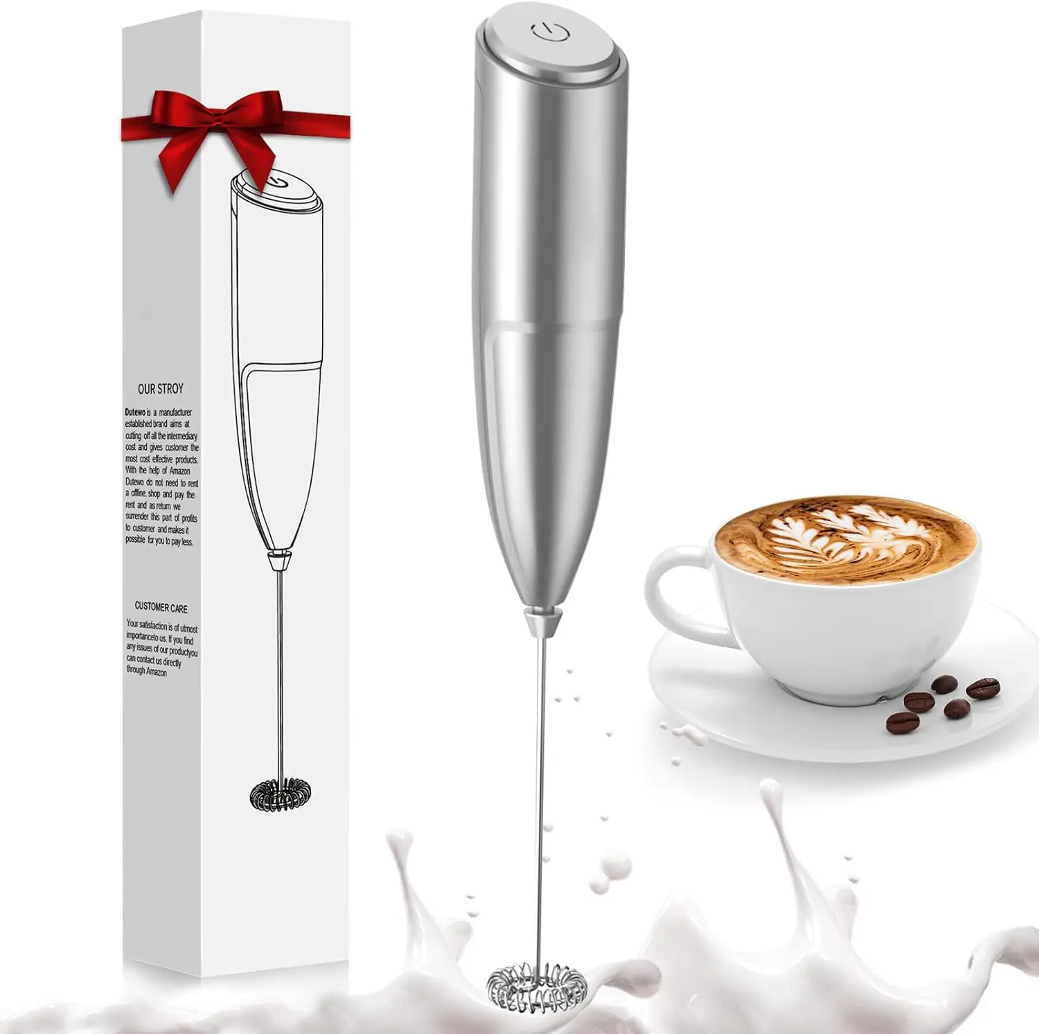 Yonsya Cordless Hand Mixer - Portable Battery-Operated Milk Frother Handheld, Coffee Whisk Frother, Latte Cappuccino Tool, Easy-to-Clean Grey Kitchen Appliance