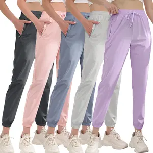 Women’s 5-piece casual pants set—fashionable and versatile for home, sports, work, and everyday wear; available in multiple solid colors; perfect for outdoor activities and travel.