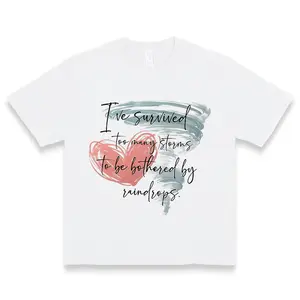 Women's Casual Graphic Print T-Shirt - Short Sleeve Crew Neck, Machine Washable, White with Inspirational Quote & Red Hearts Design, Inspirational Clothing |   Crew Neck Shirt |   Glossy Texture