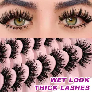 7 Pairs 25mm Long Faux Mink Eyelashes, Soft Dramatic Volume, Reusable Thick Fake Lashes, Volumized False Eyelashes, Perfect for Party & Festival Makeup