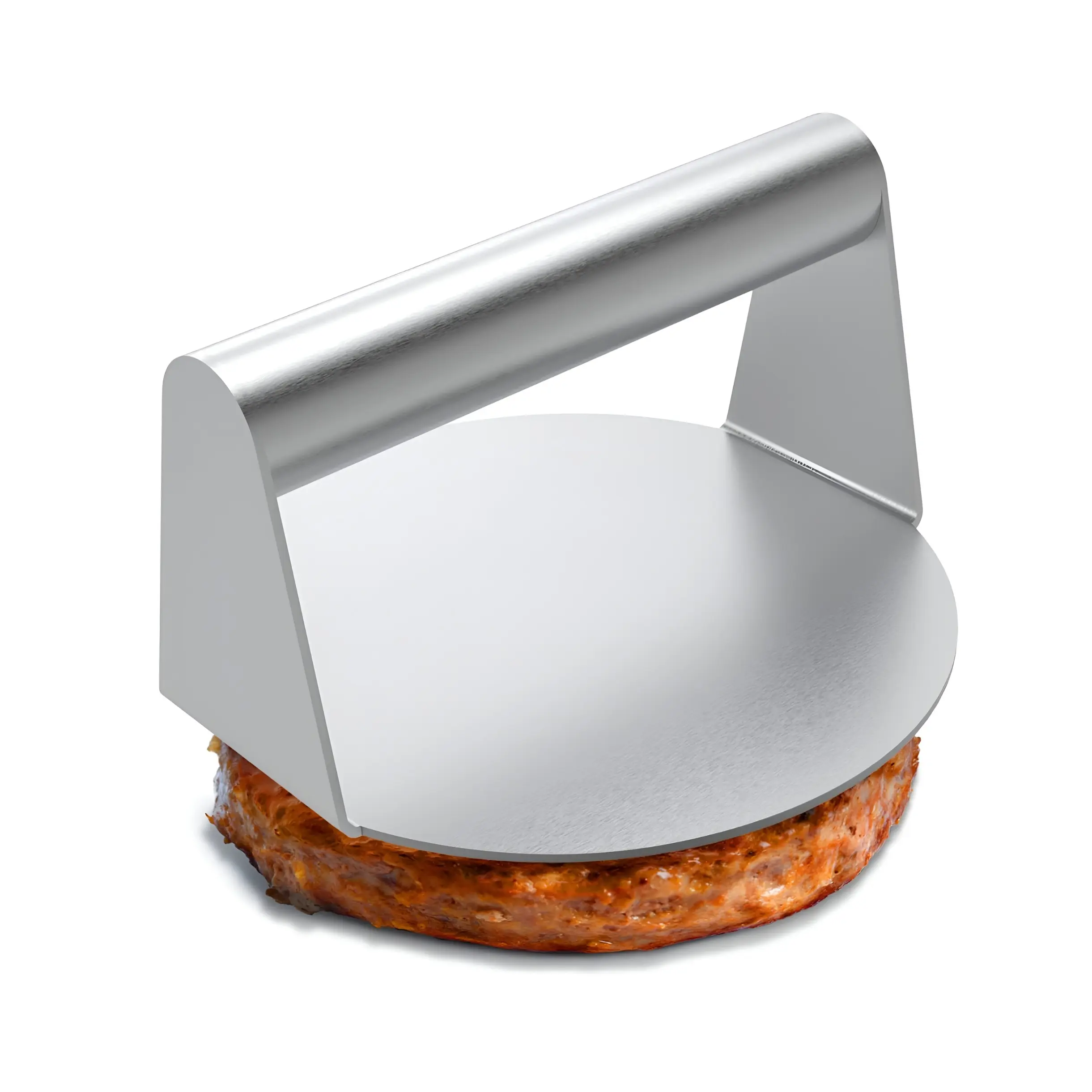 Stainless Steel Round Burger Press - Non-Stick Smooth Flat Bottom Smasher, Kitchenware for Cooking Meat Preparation, Specialty Kitchen Utensil
