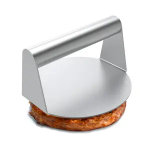 Stainless Steel Burger Press, Round Smasher, Non-Stick Smooth Hamburger Press Flat Bottom Without Ridges, Perfect for Cooking Kitchen Meat Utensils