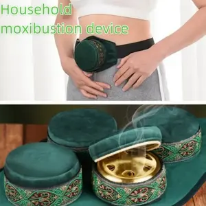 A Portable Home Moxibustion Kit, Featuring a Fabric Cover And a Copper Box, Containing 54 Hollow Moxa Sticks.