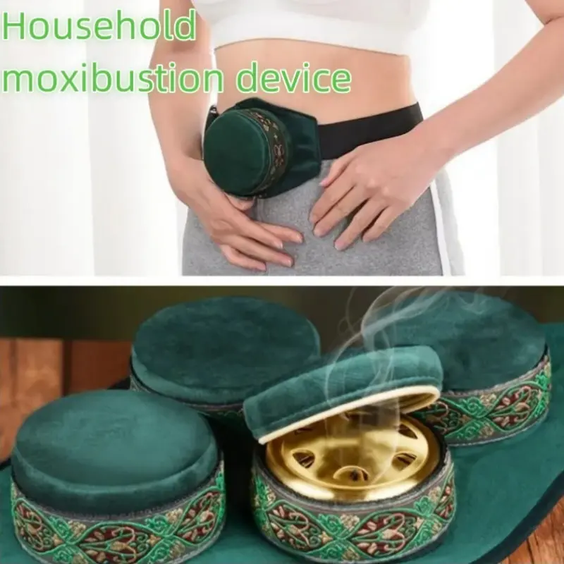A Portable Home Moxibustion Kit, Featuring a Fabric Cover And a Copper Box, Containing 54 Hollow Moxa Sticks.