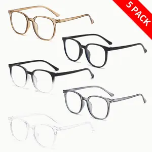 【SpringGlowUpDeals】 5-Pack Blue Light Blocking Glasses for Women – Lightweight PC Frame Eyewear for Computer, Gaming, Phone & TV – Anti-Glare, Reduces Eye Strain, Ideal for Work & Study