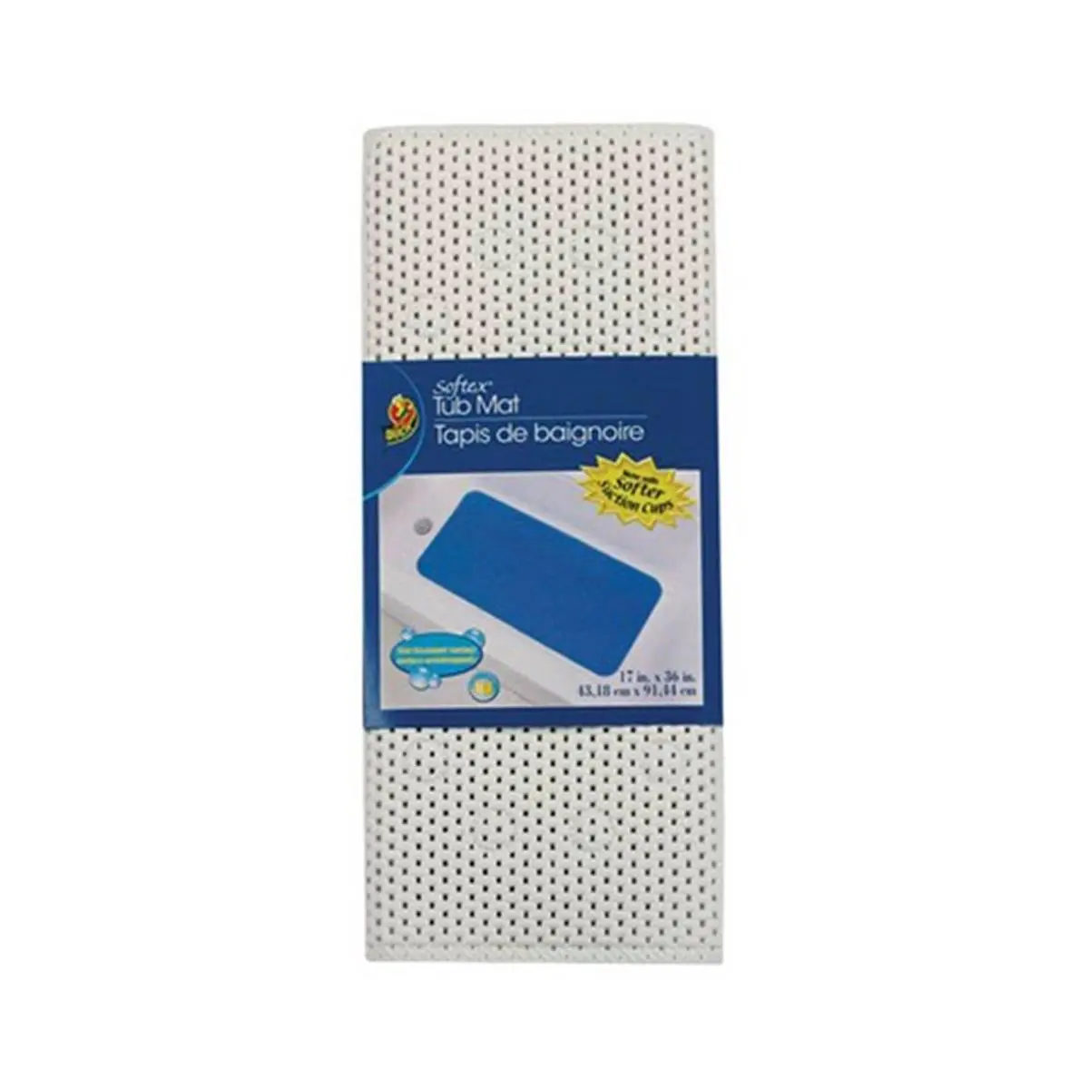 Duck 393477 Softex Rectangular Step Bath Mat - Anti-Slip, Mold-Resistant, Portable, Washable Home Bathroom Supply, Anti-Slip Mold-Resistant Bath Mats, Portable Washable Bath Mats