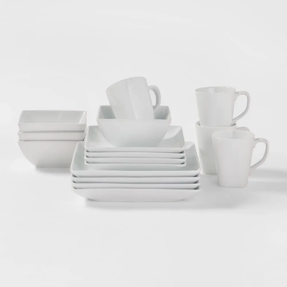 16pc Porcelain Square Rim Dinnerware Set - Threshold 16pc Porcelain Square Rim Dinnerware Set - Threshold