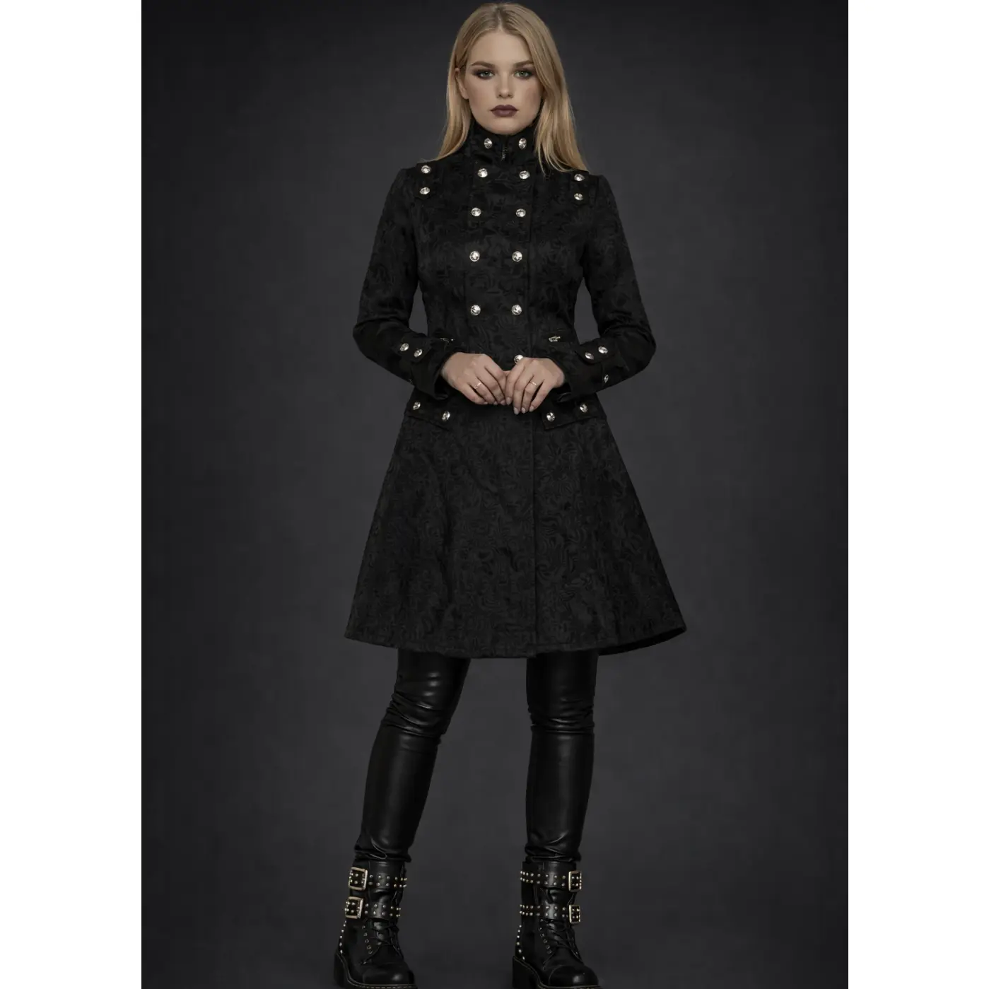 Gothic Brocade Coat Jacket with Buttons