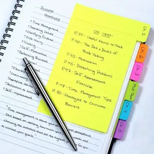 1Pc Divider Sticky Notes, Tabbed Self-Stick Lined Note Pad, 60 Ruled Notes, Assorted Neon Colors Index Sticky Notes, Adhesive Tabs, Sticky Labels, Office Supplies