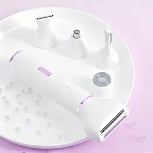 Women's Razor, 5-In-1 Replaceable Heads, Type-C Charging, Washable Blades, Full Body Use, Face, Brows, Nose, Legs, Bikini Area