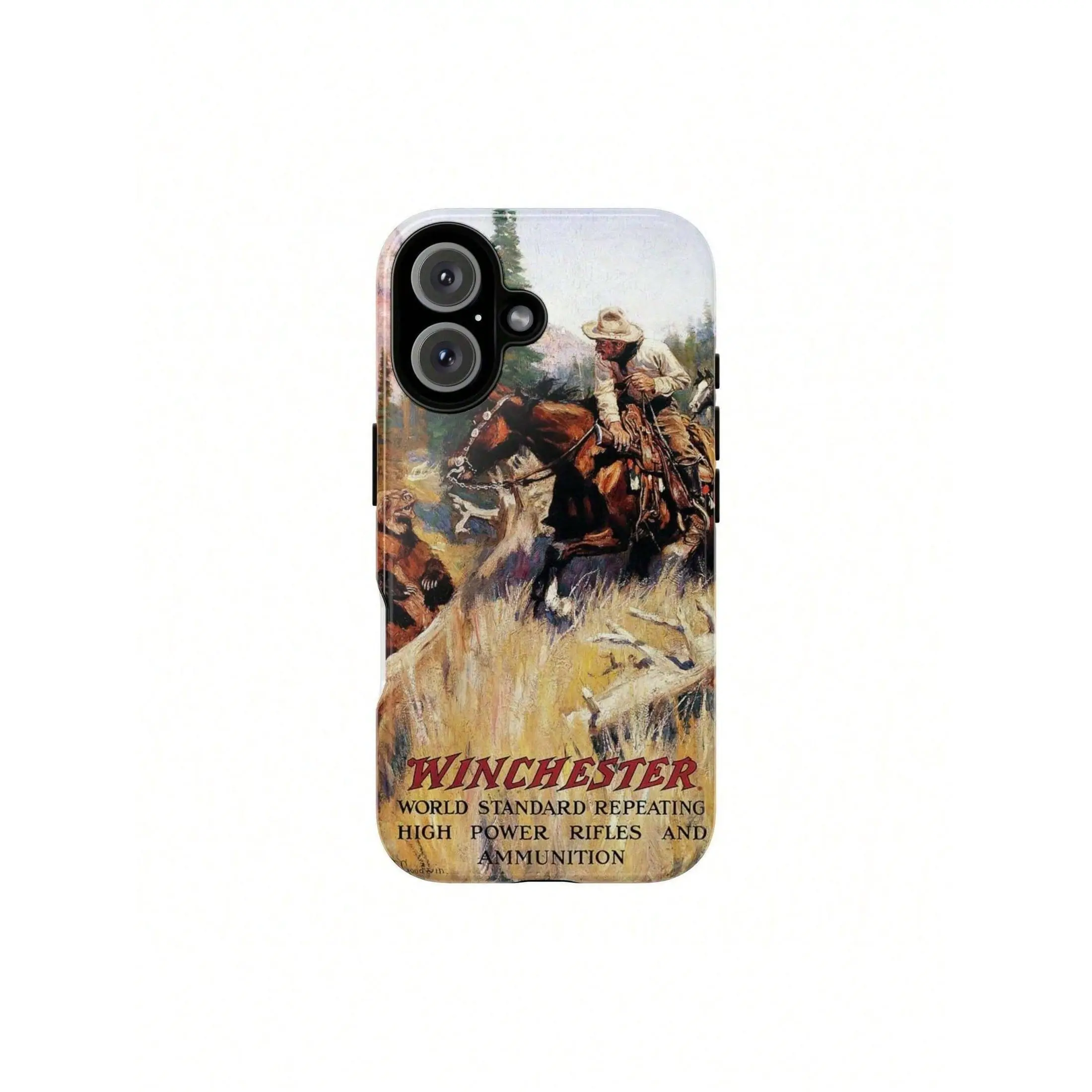 Winchester Cowboy Tough Phone Case, Phone Case Series Durable Stylish Protection Lightweight Impact Resistant Camera Protection Unique Design Gift,Suitable For IPhone 17 Pro Max Plus Air/16/15/14/13/12/11