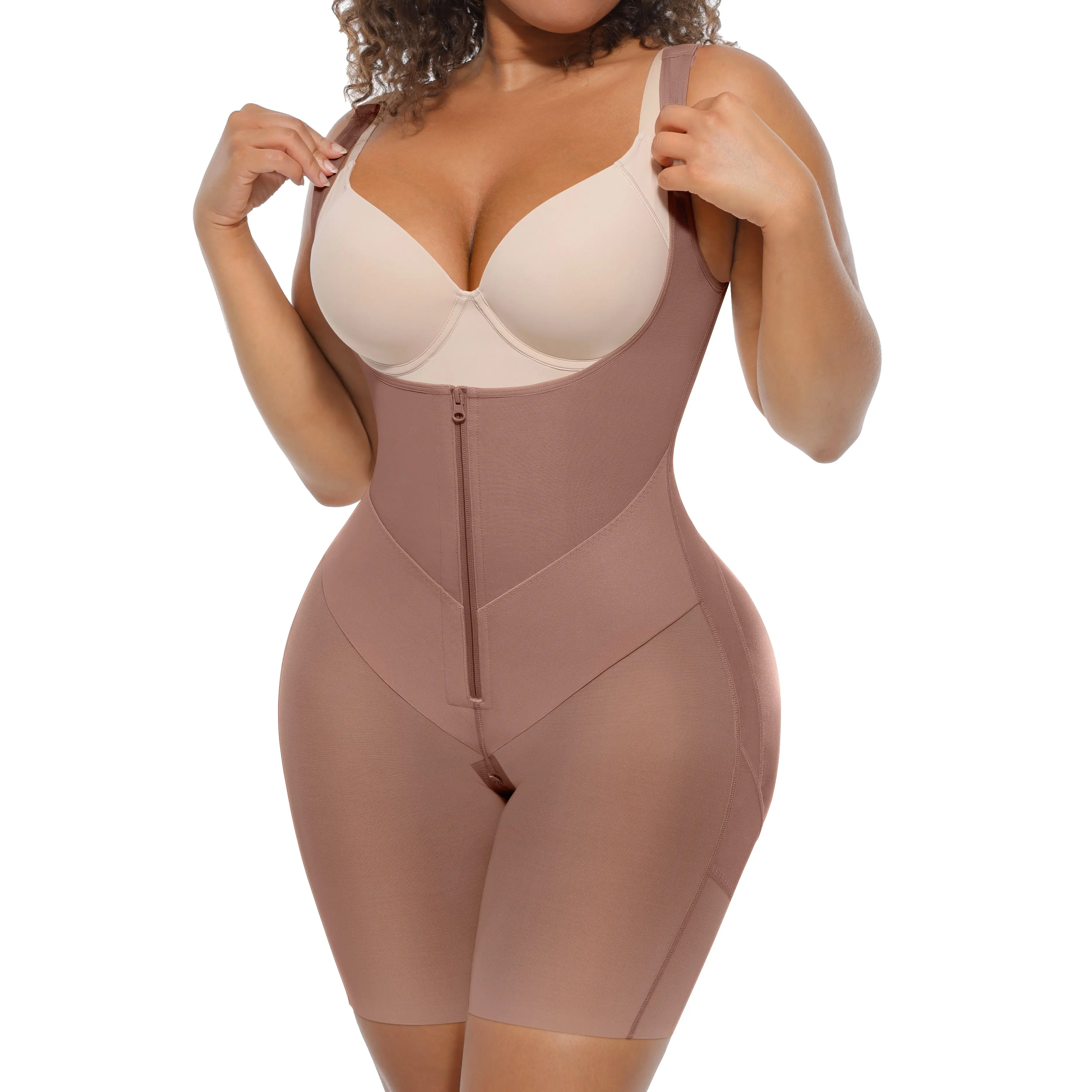 FeelinGirl FeelVibe Fajas Colombianas Shapewear Butt Lifter Bodysuit with Zipper Crotch Plus Size Smooth Compression SummerVibes