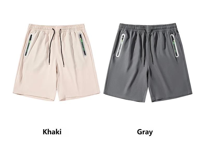 4 pcs men’s ice silk cooling athletic shorts, drawstring sports shorts, summer casual outdoor quick-dry elastic waistband drawstring pants with zippered pockets, suitable for gym and outdoor activities
