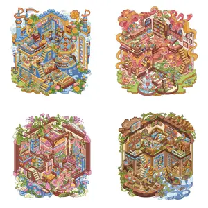 Fairy Tale Series Scenery Stickers 2.5D Miniature Scene DIY Stickers Scenery Stickers