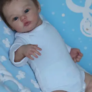 GUESSBELLY 45cm 17.7inch Soft Vinyl Reborn Baby Doll for Girl Cloth Body Toy with 3D Marble Texture Skin and Visible Veins Newborn Alive